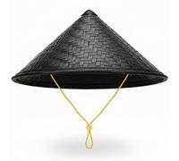 Grtheenumb Conical Hat, Rice Hat 14in Conical Cool Black Drawstring Bamboo Asian Traditional Style Comfort Wear for Women Men