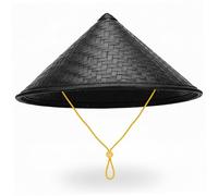 Grtheenumb Conical Hat, Rice Hat 14in Conical Cool Black Drawstring Bamboo Asian Traditional Style Comfort Wear for Women Men