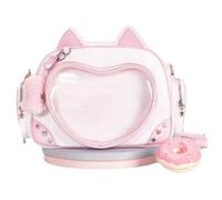 Grtheenumb Cute Ita Bag|Cat Ita Bag, Kawaii Cat Backpack with Adjustable Straps Shaped Pin Display Y2k Cute Handbag for Girls Pink