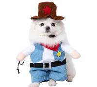 Grtheenumb Dog Halloween Costume, Funny Dog Cowboy Costume with Hat, Soft Breathable Chucky Dog Costume, Cute Dog Clothes for Halloween Cosplay Party, M Dog Costumes