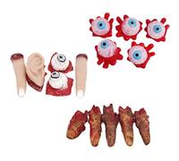 Grtheenumb Eyeballs, Halloween Decorations Blood Scary Props Set Realistic Fingers Plastic Eyeballs Artificial Broken Body Parts Horror Prank Accessories for Vampire Theme Parties Decor Supplies