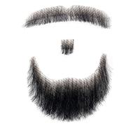 Grtheenumb Facial Hair, Beard Human Hair Realistic Beard Mustache Invisible Facial Costume Lace for Men Dressing Halloween Cosplay Costume Party, Style 2