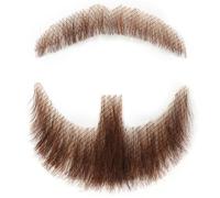 Grtheenumb Facial Hair, Beard Human Hair Realistic Beard Mustache Invisible Facial Costume Lace for Men Dressing Halloween Cosplay Costume Party, Brown