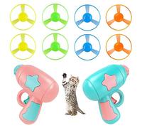 Grtheenumb Flying Disc Launcher for Cat 10Pcs/Set, Cute Colorful Interactive Cats Chasing Saucer Shooter Toy for Indoor Outdoor Training Disc Launcher