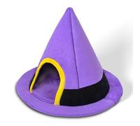 Grtheenumb Halloween Dog Bed, Halloween Cat Bed Witch Hat Shape Goth Cat with Non-slip Bottom Soft Warm Windproof Small Dog House for Indoor Pets 18.1x23.6in