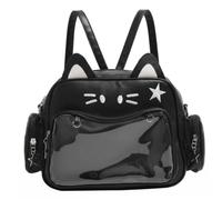 Grtheenumb Ita Backpack, Multi-Carry Cute Cat Pin Display Bag, Black | 3 Carry Ways Kawaii Bag for Girl, PU Material, Ideal for Daily Outings, Anime Fans