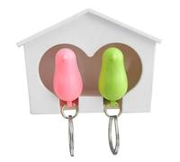 Grtheenumb Key Chain|Minimalist Charm Pendant Keyring Mini Key Holder Hook Keyring Set Holder Green Bird Wood House Sparrow Bird Ring Style