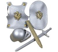 Grtheenumb Kids Chainmail Knight Costume Medieval Outfit Boys Medieval Knight Costume, Includes Helmet, Shield, Sword and Armor, Kids Dress Up Costumes for Halloween Cosplay Role Play