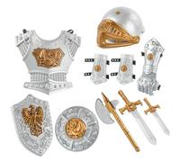 Grtheenumb Knight Armor, Knight Costume Kids 10Pcs/Set Simulated Medieval Armor Includes Helmet, Shield, Swords, Axe and More Kids Dress Up Costumes for Home Role Play, Cosplay