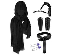 Grtheenumb Mens Renaissance Costume, Knight Costume Men, Halloween Men Renaissance Costume 5PCS/Set Medieval PU Renaissance Accessories Retro Cosplay Halloween Costumes for Cosplay Party Black