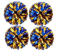 Grtheenumb Metal Foil Cheerleading Pom Poms, Cheerleader Pompoms Hand Flowers for Sports Cheers Ball Dance Costume Night Party Team Spirit, 4PCS Blue Mixed Gold sports pom poms