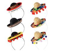 Grtheenumb Mini Sombrero Hats 6PCS Small Sombrero Party Hats with Hair Hoop Mexican Party Favors for People Pet Mexican Decorations Headband Favors