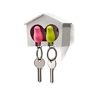 Grtheenumb Minimalist Charm Pendant Keyring Mini Gift Key Holder Hook Keyring Set Holder Green Bird Wood House Sparrow Bird Key Ring Style Key Chain