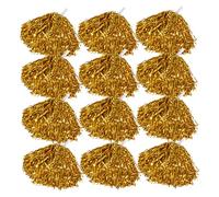 Grtheenumb Pom Poms Cheerleading, 12-Pack Cheerleading Pom Poms - Game Day with Comfort Grip Handles for Sports Teams, Dance, and Pep Rallies, Golden