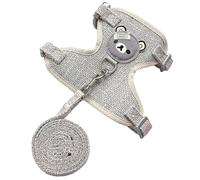 Grtheenumb Rabbit Leash and Harness Set, Soft & Breathable, Escape-Proof, Easy Wear, Small (27-35cm chest, 20-26cm neck), Grey