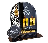 Grtheenumb Ramadan Advent Calendar, 30 Days Mirror Ramadan Countdown Calendar, Desktop Acrylic, 7.9x7.9 inch Eid Countdown for Table Centerpiece Ornaments Style 2 for Kids