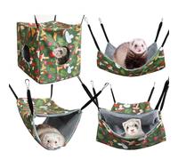 Grtheenumb Rat Bed, 1Set/4Pcs Rat Hammocks Hanging Ferret Hammock with Straps Soft Washable Guinea Pig Bed for Chinchilla Sugar Glider