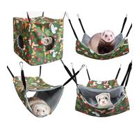 Grtheenumb Rat Bed, 1Set/4Pcs Rat Hammocks Hanging Ferret Hammock with Straps Soft Washable Guinea Pig Bed for Chinchilla Sugar Glider