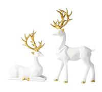 Grtheenumb Reindeer Decor, Reindeer Christmas Decorations, Deer Statue 2Pcs Stand and Sitting Resin Nordic Minimalist Reindeer Decor Reindeer Christmas Decorations for Living Room TV Bend