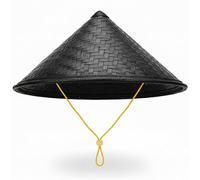 Grtheenumb Rice Hat|Rice Hat 14in Conical Cool Black Drawstring Bamboo Asian Traditional Style Comfort Wear for Women Men