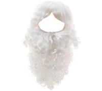 Grtheenumb Santa Wig|Santa Beard and Wig Set for Men 2PCS Long Wizard Beard with Adjustable Strap Breathable Reusable for Christmas Party, Style 2