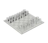 Grtheenumb Shot Glass Chess Set, Clear Shot Glass Chess Set, 10x10 Inch Board with 32PCS Cups for Adults, Kids