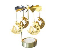 Grtheenumb Spinning Candle Holders Cat on Moon Rotating Tea Light Holder Candlestick for Christmas Wedding Decor