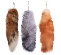 Grtheenumb Therian Tail|Therian Tail, 3PCS 15.8 Inch Long Fox with Clasp, Soft Fluffy Fox Keychain, Hanging Tails for Handbag Backpack