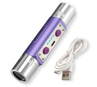Grtheenumb UV Flashlight, Super Bright Tester for All Stones, Rechargeable Jade Jewelry Test Light, Yellow White UV 365nm 254nm Flashlight for Stones Wooden Jewelry, Purple