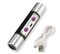Grtheenumb UV Flashlight, Super Bright Tester for All Stones, Rechargeable Jade Jewelry Test Light, Yellow White UV 365nm 254nm Flashlight for Stones Wooden Jewelry, Black