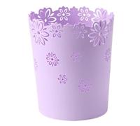 Grtheenumb Waste Bin for Bedroom, Waste Paper Bin, 7.5 Inch Plastic Hollow Paper Basket, Flower Lace Round for Bedroom, Bathroom, Kitchen, and Office M Purple