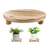 Grtheenumb Wooden Riser, Plant Riser 10" Round Wooden Small Plant Stands Indoor Flower Pot Holder Planter Stand Tray Decorative Cake Stand Pedestal Tables for Home Garden Desktop Display