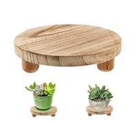 Grtheenumb Wooden Riser, Plant Riser 8 " Round Wooden Small Plant Stands Indoor Flower Pot Holder Planter Stand Tray Decorative Cake Stand Pedestal Tables for Home Garden Desktop Display