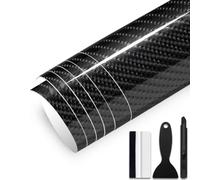 GRTHTATI 50cm x 150cm Carbon Fibre Vinyl Wrap for Car Interior & Exterior Self Adhesive Bubble-Free Vinyl Film for Automotive, Motorcycle, Bike (6D Carbon Fibre, 50cm x 150cm)