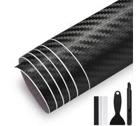GRTHTATI 50cm x 300cm Carbon Fibre Vinyl Wrap for Car Interior & Exterior Self Adhesive Bubble-Free Vinyl Film for Automotive, Motorcycle, Bike (3D Carbon Fibre, 50cm x 300cm)