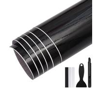 GRTHTATI 50cm x 300cm Gloss Black Vinyl Wrap for Car Interior & Exterior Self Adhesive Bubble-Free Vinyl Film for Automotive, Motorcycle, Bike (Gloss Black, 50cm x 300cm)