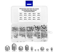 Grub Screws Mixed 200 Pcs A2 Stainless Steel Cone Point Screws M3 M4 M5 M6 M8 Metric Thread Socket Allen Key Grub Screw Set