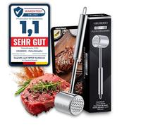 GRUBERIO Meat Tenderiser with Recipes E-Book | Schnitzel Tenderiser | Meat Hammer | Meat Platter | Stainless Steel