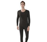 Grubify Cashmere and silk thermal underwear women's double-sided buffing and cashmere suit (Color : Men's black, Size : 3XL)