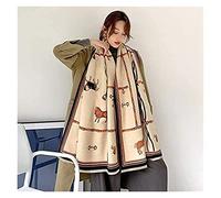 Grubify Horse Carriage Chain Scarf For Women Winter Warm Cashmere Scarf Shawls Female Thick Blanket Wraps (Color : Beige, Size : One Size)