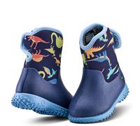 Grubs Boots Boy's Muddies Puddle Dinosaur Print Fleece Lined Wellington Boots in Blue | Size: Infant 4 Grubs Boots Blue Infant 4