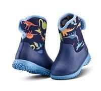 Grubs Muddies Puddle 5.0 Infants Kids Girls Boys Warm Wellies Slip On Neoprene Boots (Dino Blue, UK Footwear Size System, Infant, Numeric, Medium, 8)