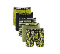 Grudge Men's Boxers Shorts (5 Pack) Multipacked Underwear Gift Set | Comfortable Stretch Cotton Mens Trunks, Colourful & Black Underpants Briefs (UK, Alpha, S, Regular, Regular, Yellow Assorted)