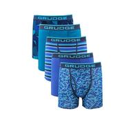 Grudge Men's Boxers Shorts (5 Pack) Multipacked Underwear Gift Set | Comfortable Stretch Cotton Mens Trunks, Colourful & Black Underpants Briefs (UK, Alpha, M, Regular, Regular, Blue Assorted)