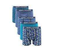 Grudge Men's Boxers Shorts (5 Pack) Multipacked Underwear Gift Set | Comfortable Stretch Cotton Mens Trunks, Colourful & Black Underpants Briefs (UK, Alpha, L, Regular, Regular, Cyan Assorted)