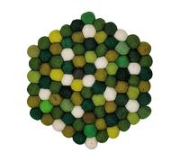 Grült Home Coasters - Set of Felt Coasters, Beer Mats, Drinks Coasters, Gifts, Handfelted in Nepal (Hexagonal 4 x 10 cm, Green)