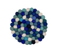 Grült Home Trivet - Felt Trivet for Cups, Pots, Pans and Cups, Hand-Felted in Nepal (Blue, Circle 10 cm)