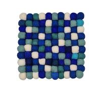 Grült Home Trivet - Felt Trivet for Cups, Pots, Pans and Cups, Hand-Felted in Nepal (Blue, Square 10 cm)
