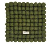 Grült Home Trivet - Felt Trivet for Cups, Pots, Pans and Cups, Hand-Felted in Nepal (Dark Green, Square 20 cm)