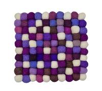 Grült Home Trivet - Felt Trivet for Cups, Pots, Pans and Cups, Hand-Felted in Nepal (Purple, Square 10 cm)